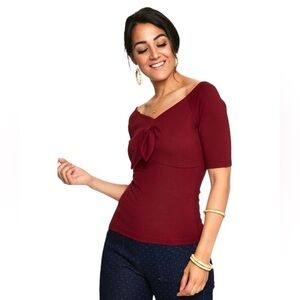 Voodoo Vixen - NWT Wide V-Neck Tied Bow Blouse Shirt Top Details Sz M